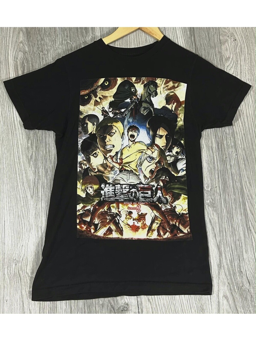 Attack On Titan Season 2 T Shirt Mens XS Black Anime Ripple Junction #14